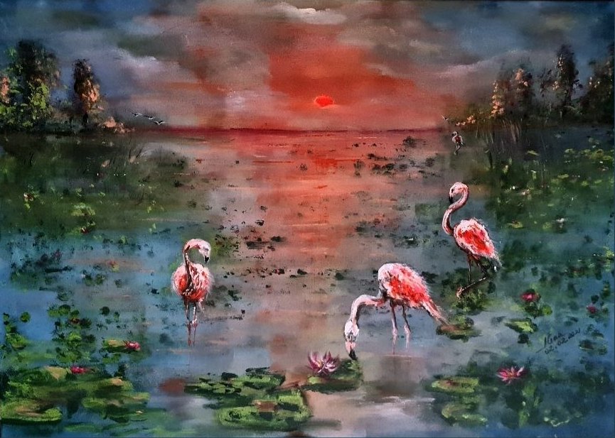 ArteDiAlina.com painting: Admiring a flower